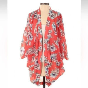 Victorias Secret Red Floral Cocoon Style Kimono Swim Coverup Size XS / S Small